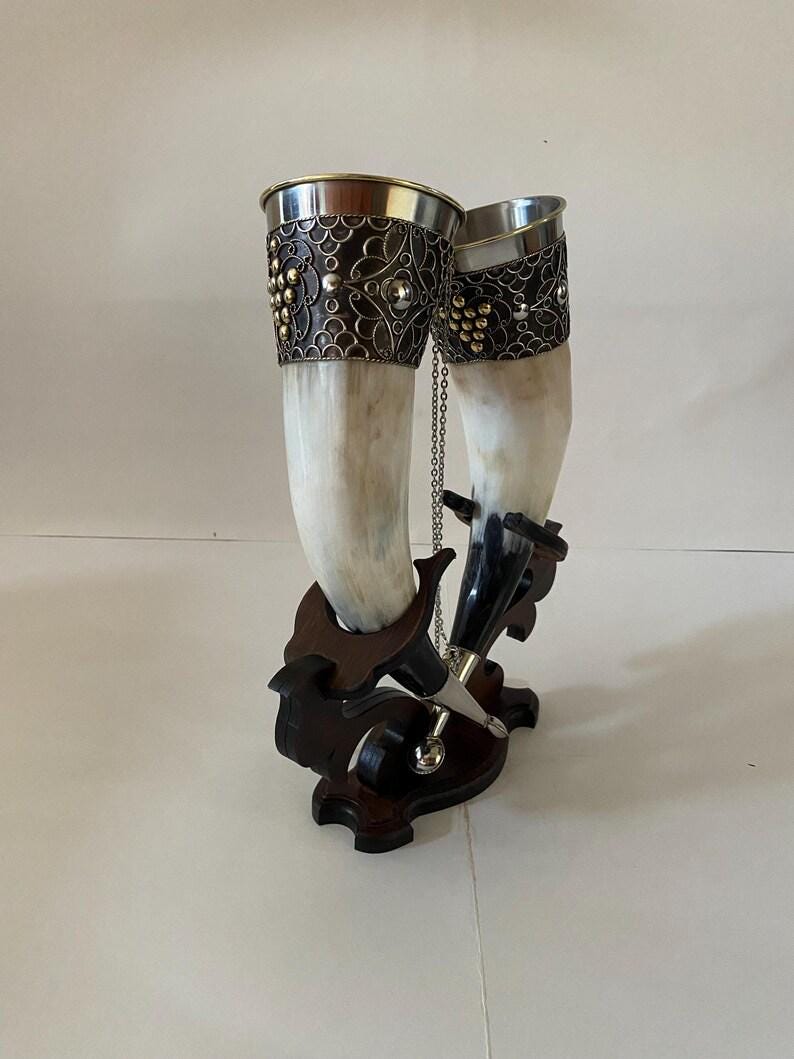 Viking Mug - Drinking horns with stand for Wedding, Viking Drinking Horn, Best quality personalized