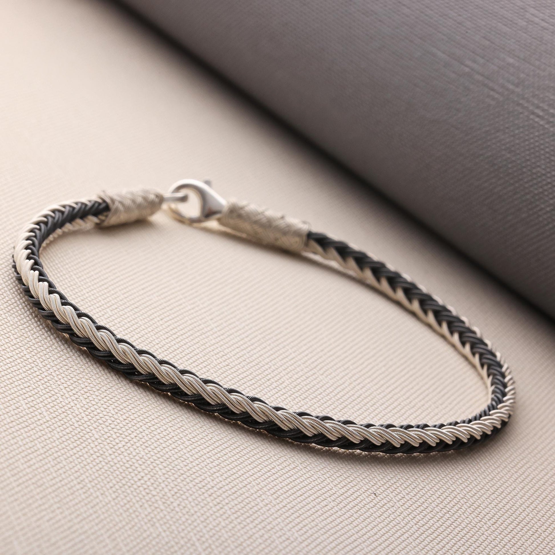 Viking Bracelet - 999 Sterling Silver Kazaziye Hand Braided Bracelet Men, Oxidized Woven Celtic
