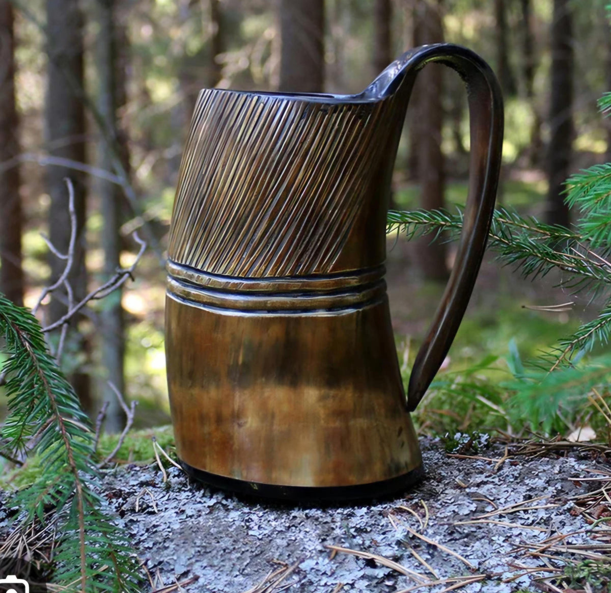 Viking Mug - Handmade Viking Horn Mug, Authentic Natural Ox Horn Tankard, 8 oz Drinking Mug for