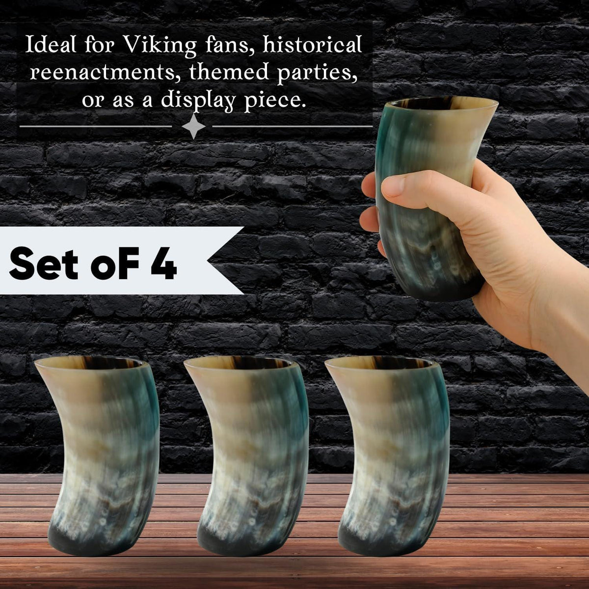 Viking Mug - Handmade Viking Horn Mug, Authentic Natural Ox Horn Tankard, 8 oz Drinking Mug for