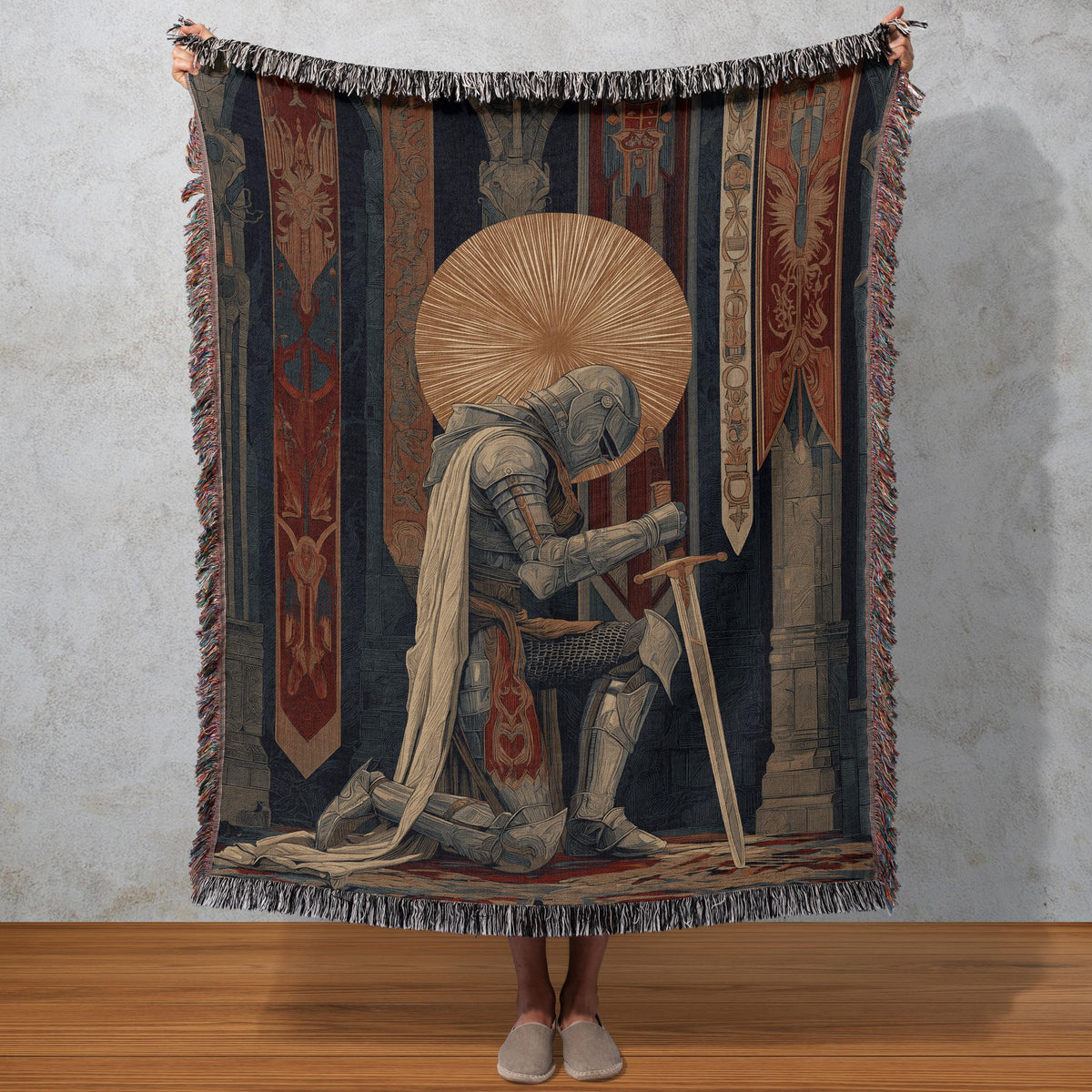 Viking Blanket - Viking Couple Woven Blanket, Norse Warrior Tapestry, Nordic Mythology Wall