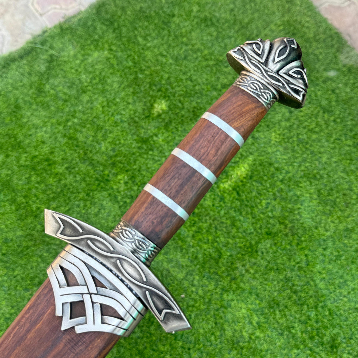 Viking Costume & LARP - 36” Damascus Northmen Sword with Scabbard, Handmade Collectible Medieval