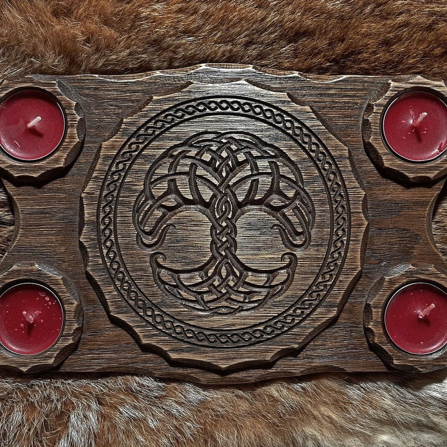 Viking Thor's Hammer Home Decor - Thor’s Hammer Mjölnir – Wooden Viking Pagan Altar Piece in Aged