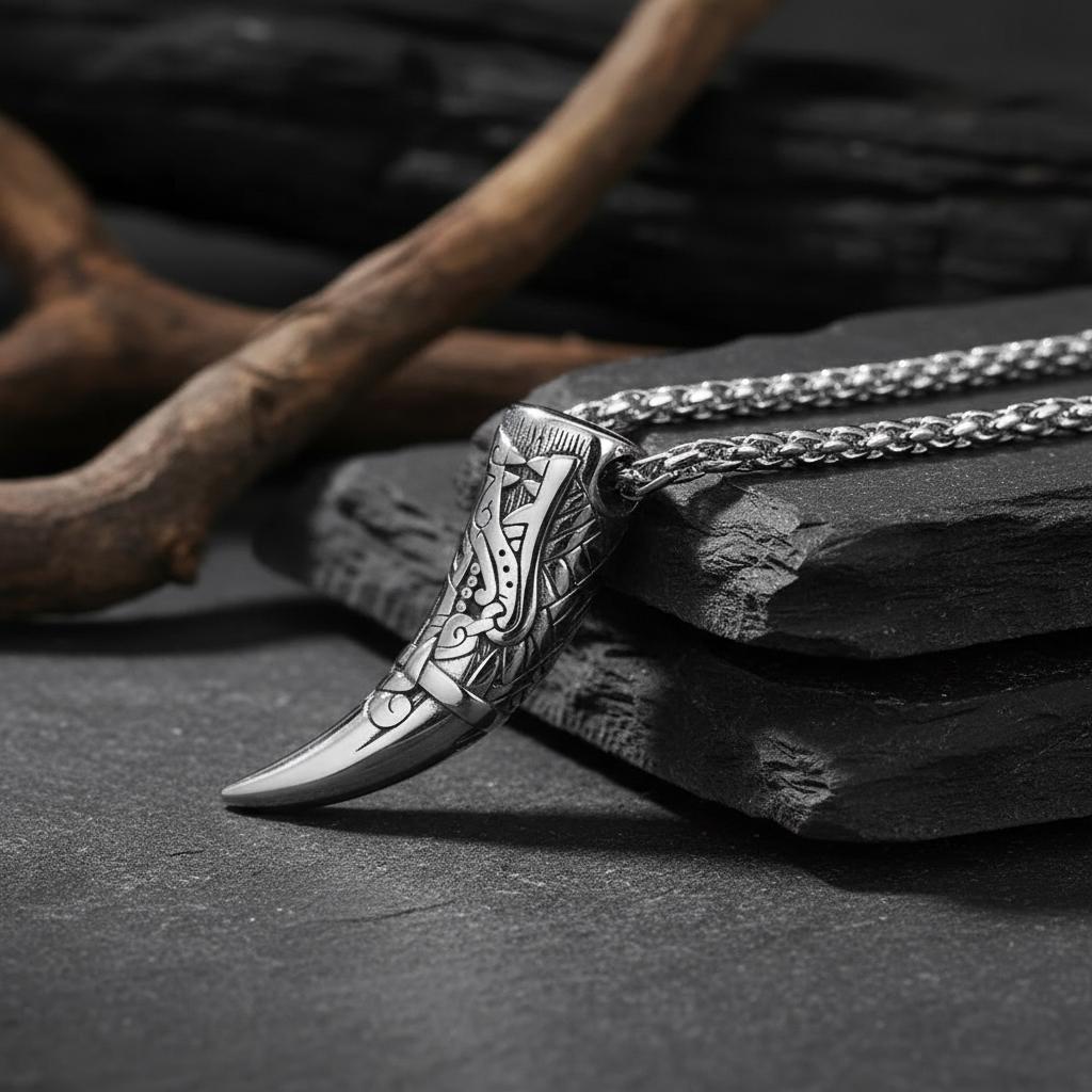Viking Thor's Hammer Necklace - Mjolnir Necklace, Wolf Chain, Fenrir Amulet, Handmade Viking