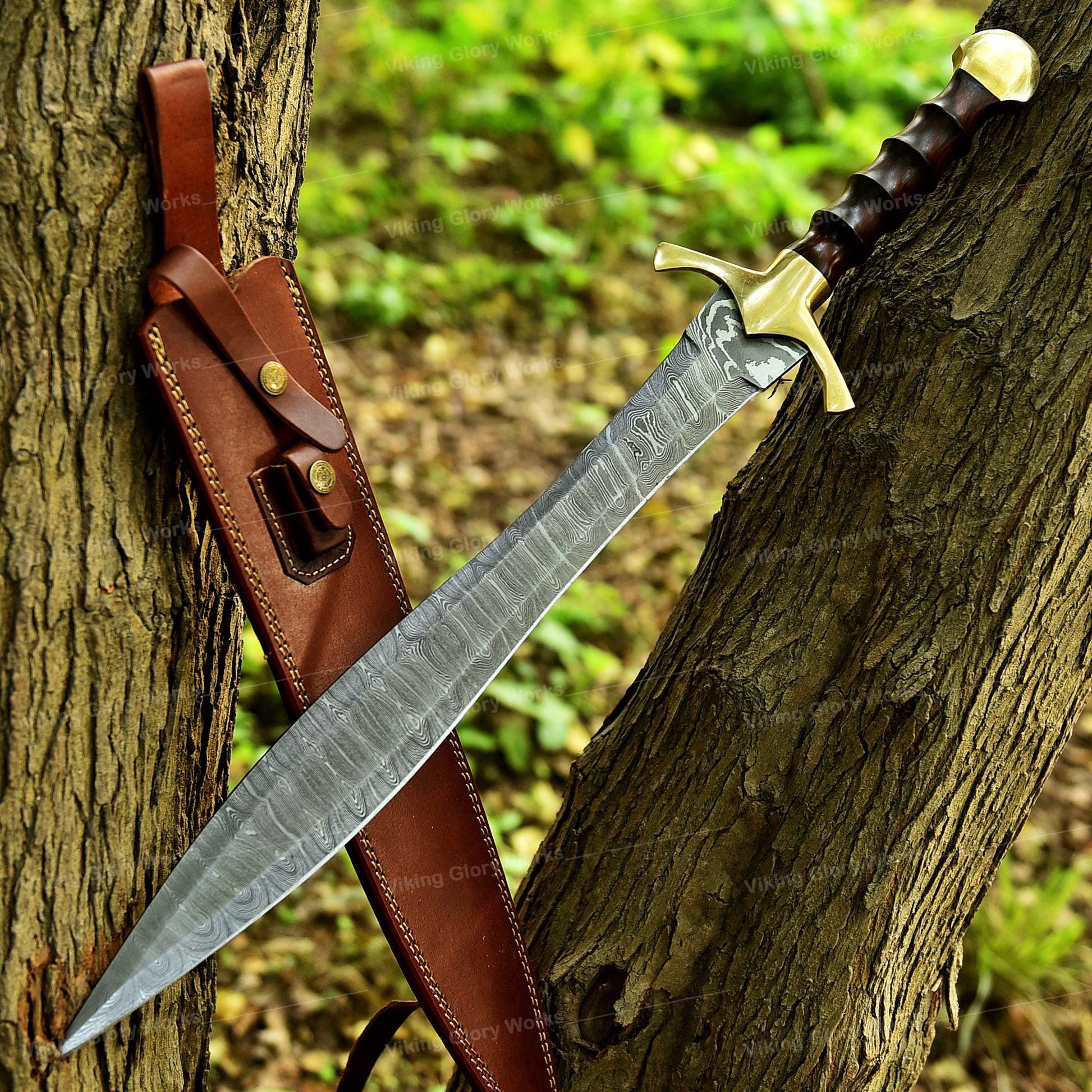 Viking Costume & LARP - Hand Crafted Northmen Damascus Steel Viking Sword, Custom Handmade Blade