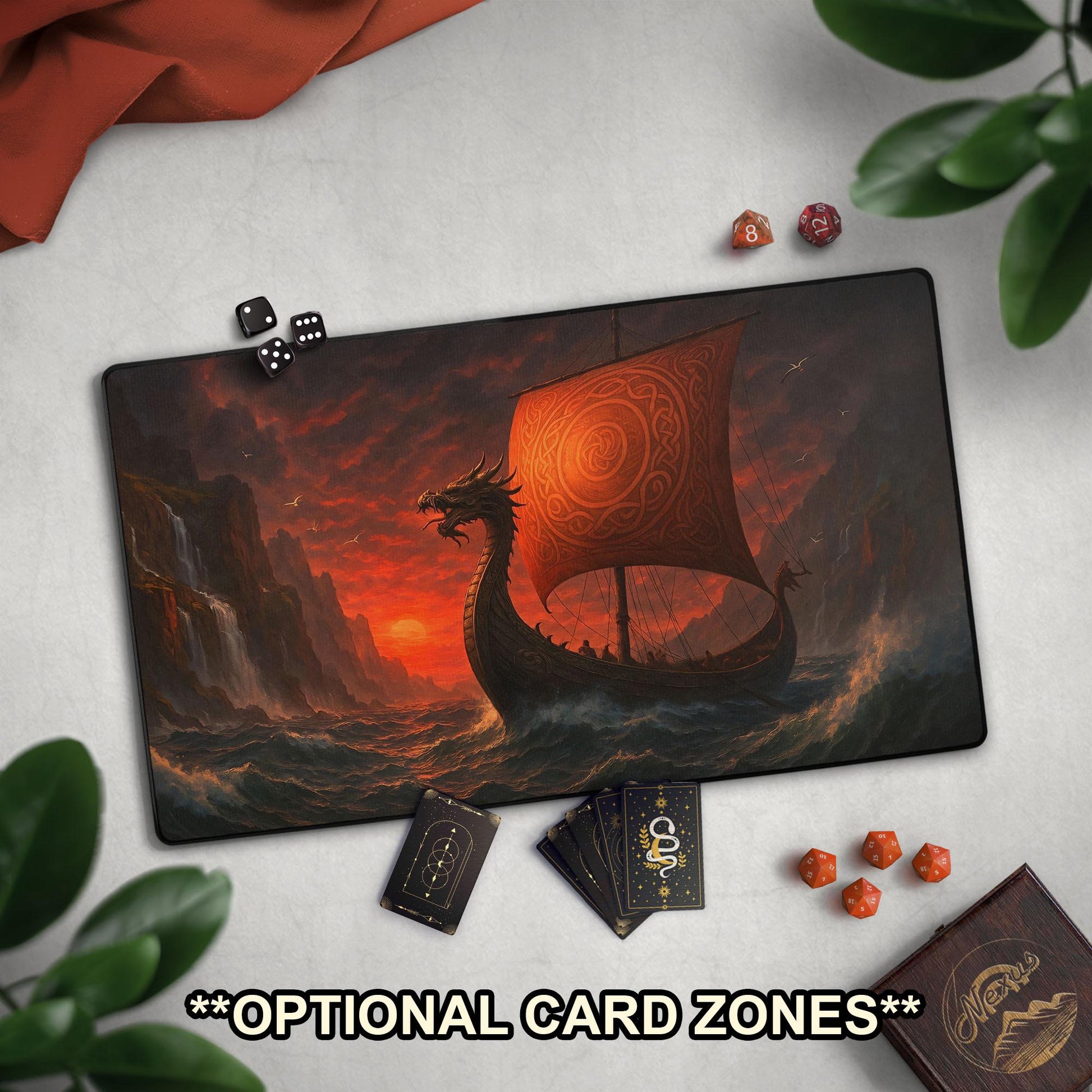 Viking Rune Leather Accessory - Personalized Norse Mythology Desk Mat, Ethnic Norse Name In Viking