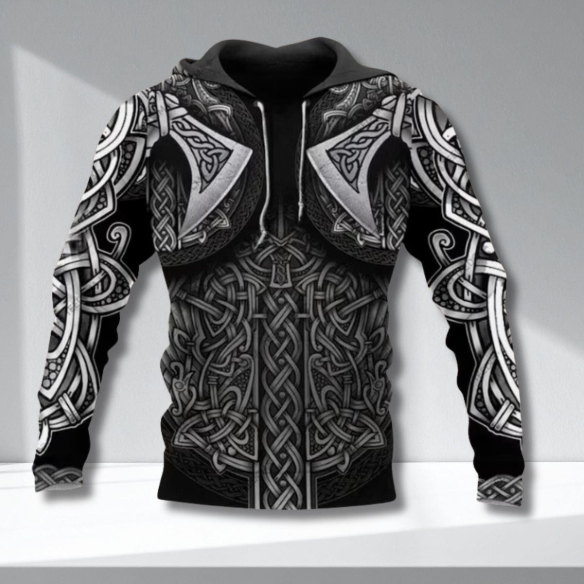 Viking Hoodie - Viking Armor Hoodie, Medieval Warrior All Over Print Pullover, Norse Axe Chainmail