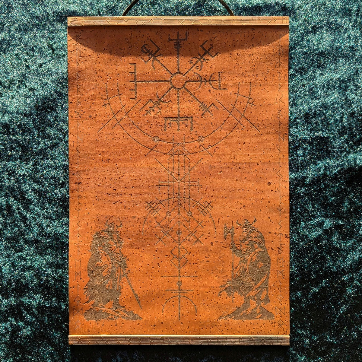 Viking Valknut Home Decor - Viking Code Valknut Wall Art. Engraved Eco Friendly Cork Leather