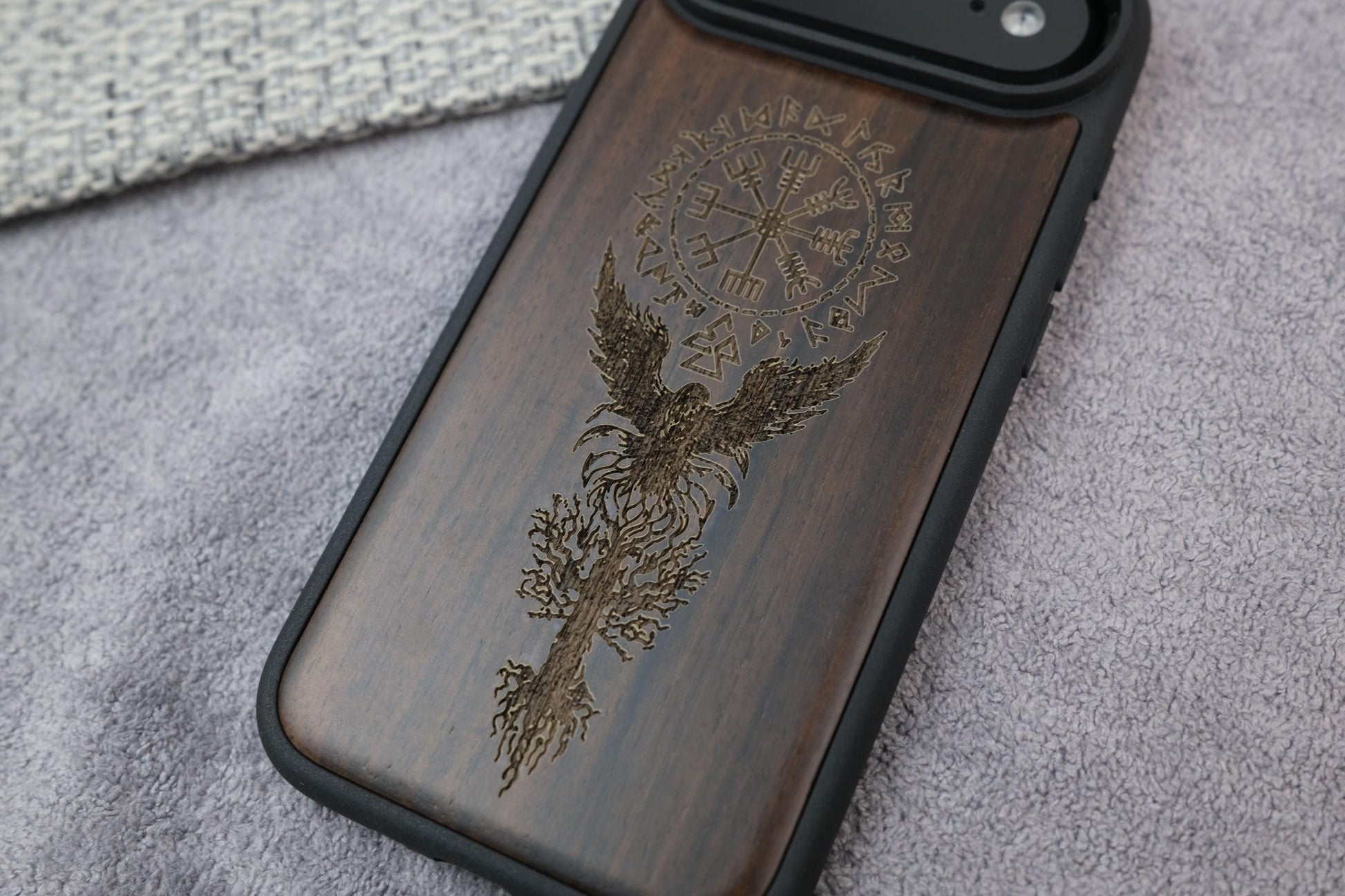 Viking Vegvisir Compass Costume & LARP - Custom Tattoo Engraved Phone Case, Vegvisir Viking Compass