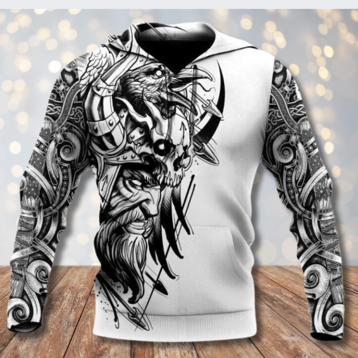 Viking Odin Hoodie - Viking Odin 3D Hoodie, Norse Tattoo Art, Unisex Fleece Sweatshirt