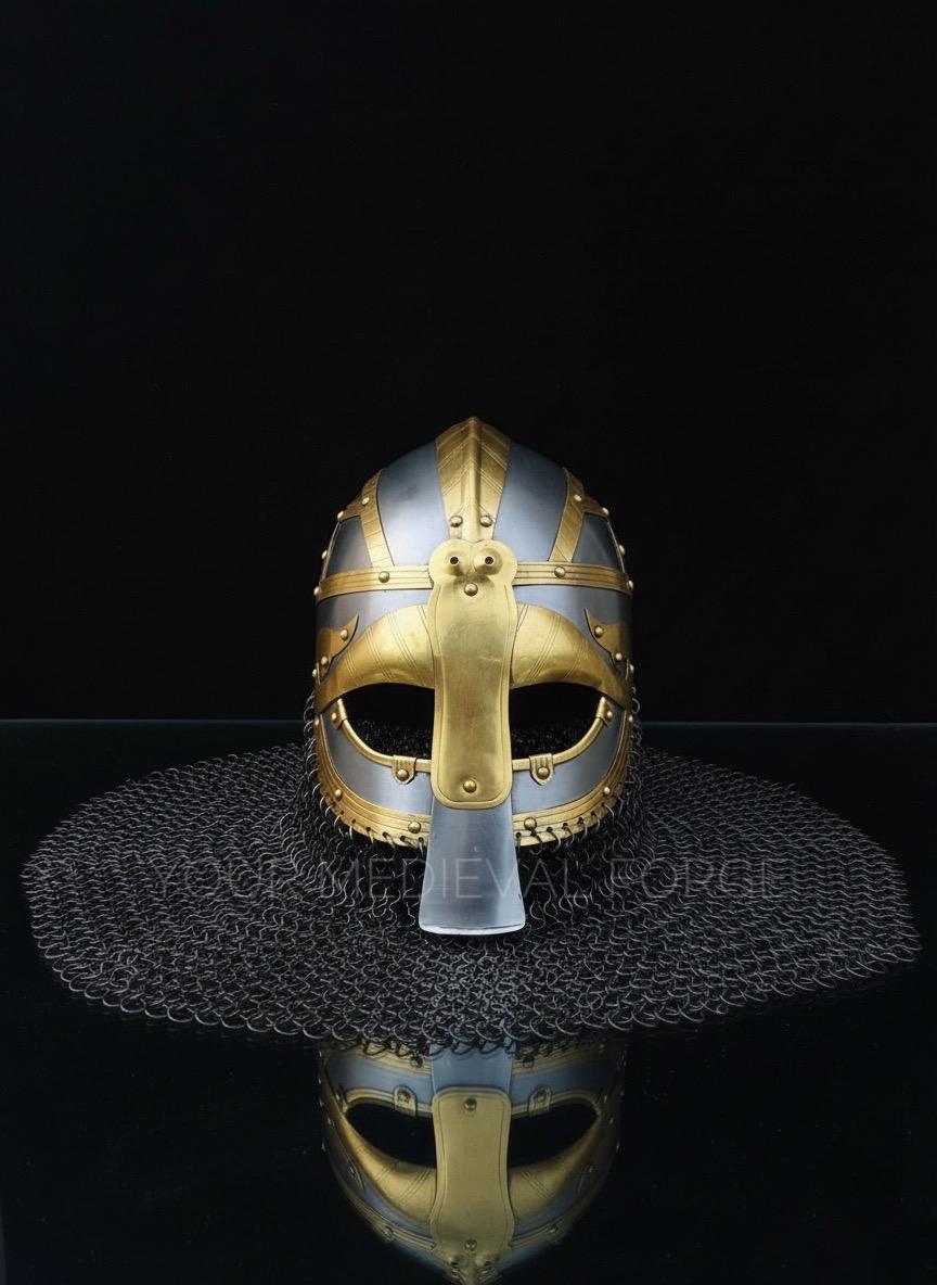 Viking Costume & LARP - Handmade Steel Viking Helmet with Chainmail, Norse Warrior Cosplay