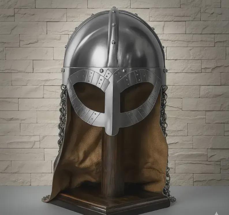 Viking Costume & LARP - Handmade Steel Viking Helmet with Chainmail, Norse Warrior Cosplay