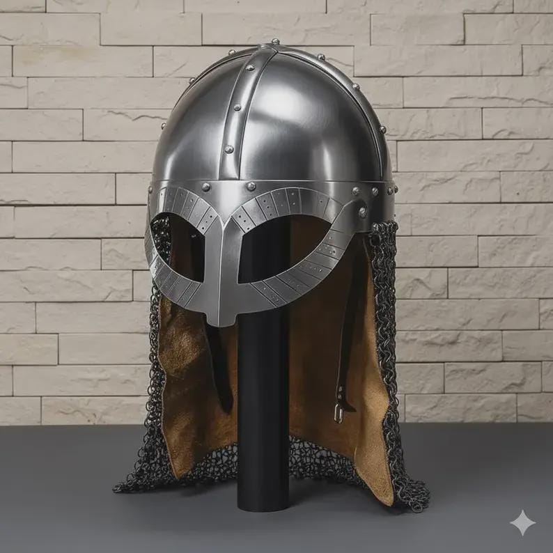 Viking Costume & LARP - Handmade Steel Viking Helmet with Chainmail, Norse Warrior Cosplay