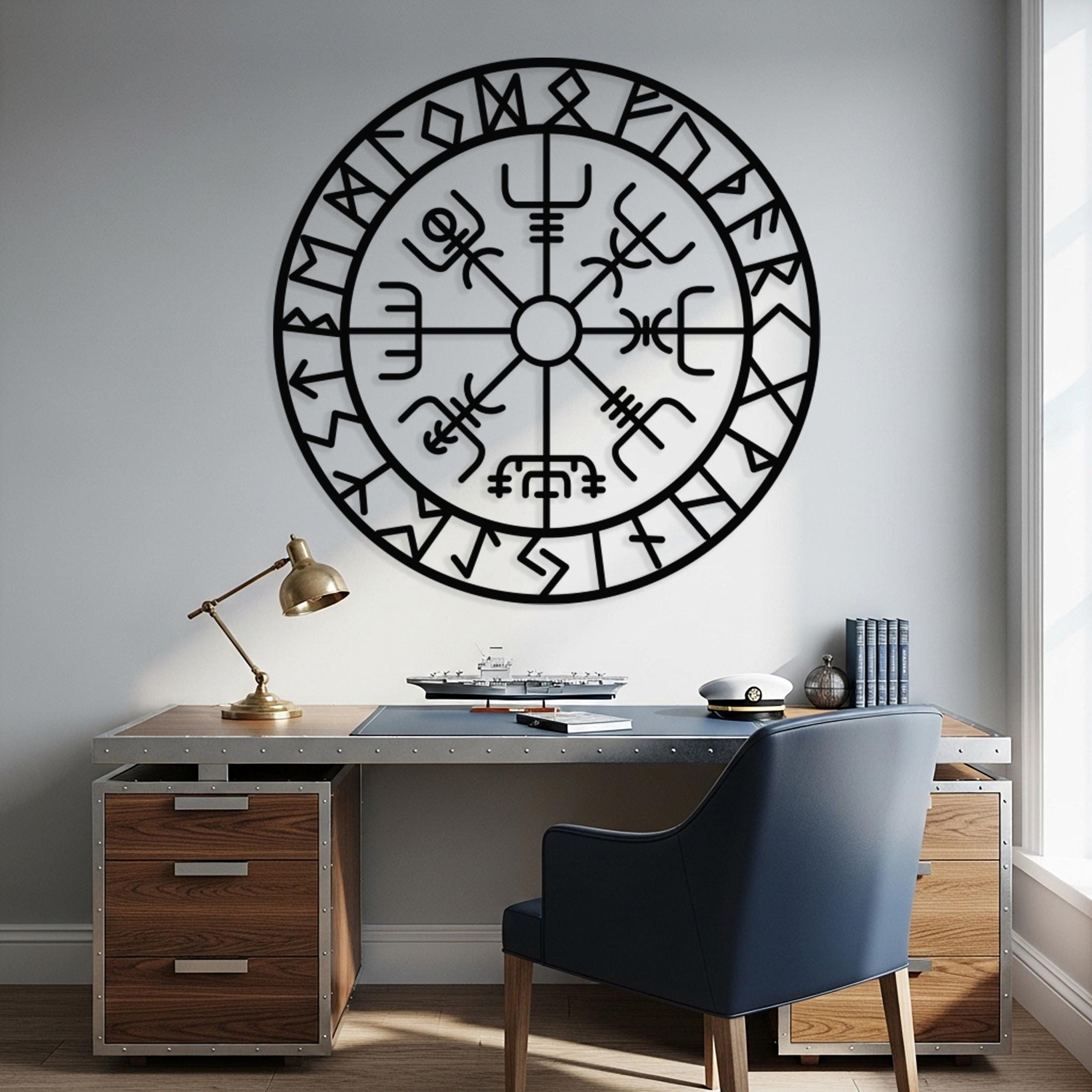 Viking Vegvisir Compass Home Decor - Vegvisir Wall Art, Metal Wall Art, Metal Wall Decor, Sign For