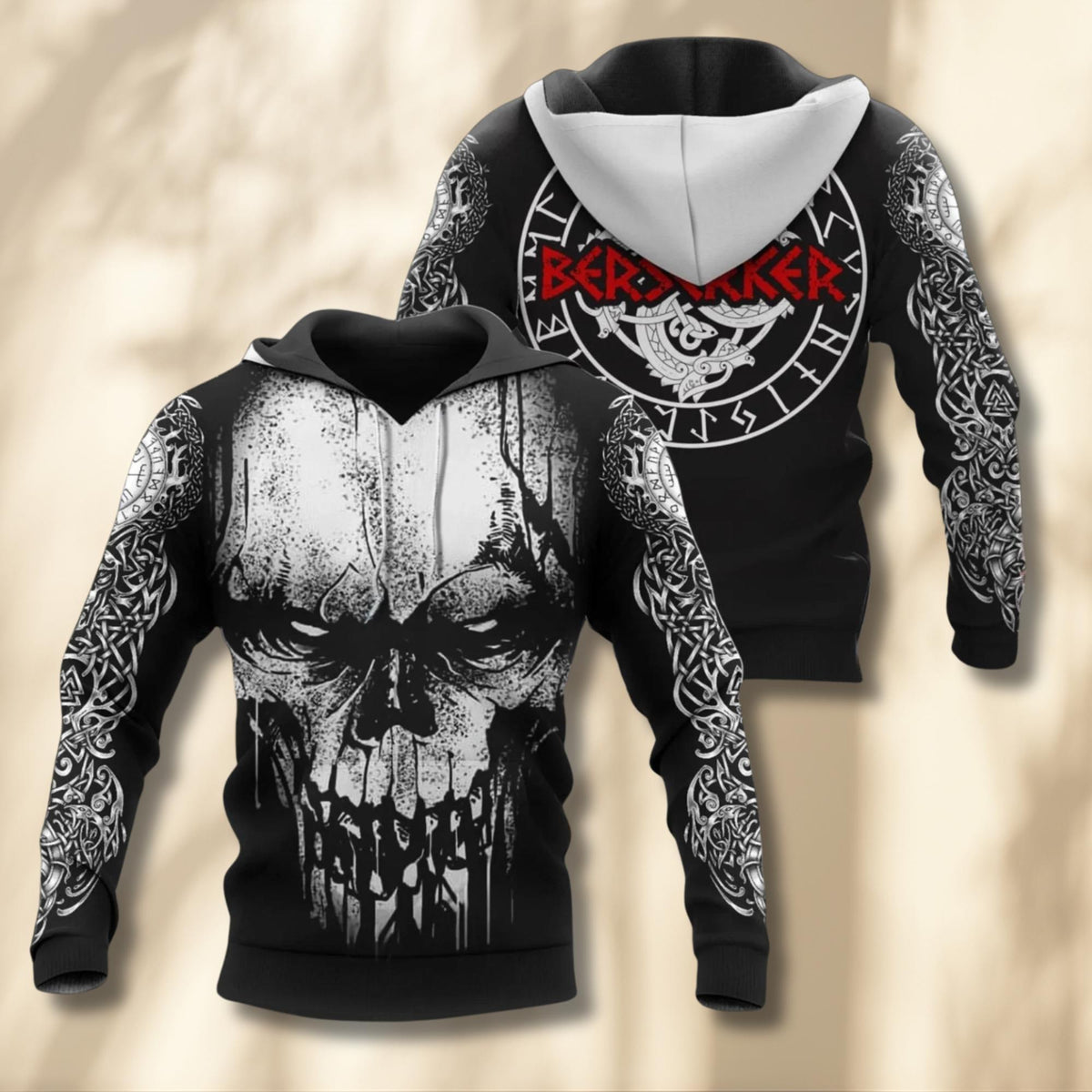 Viking Hoodie - Viking Armor Hoodie Norse Celtic Knot Warrior Zip Up Sweatshirt 3D All Over Print
