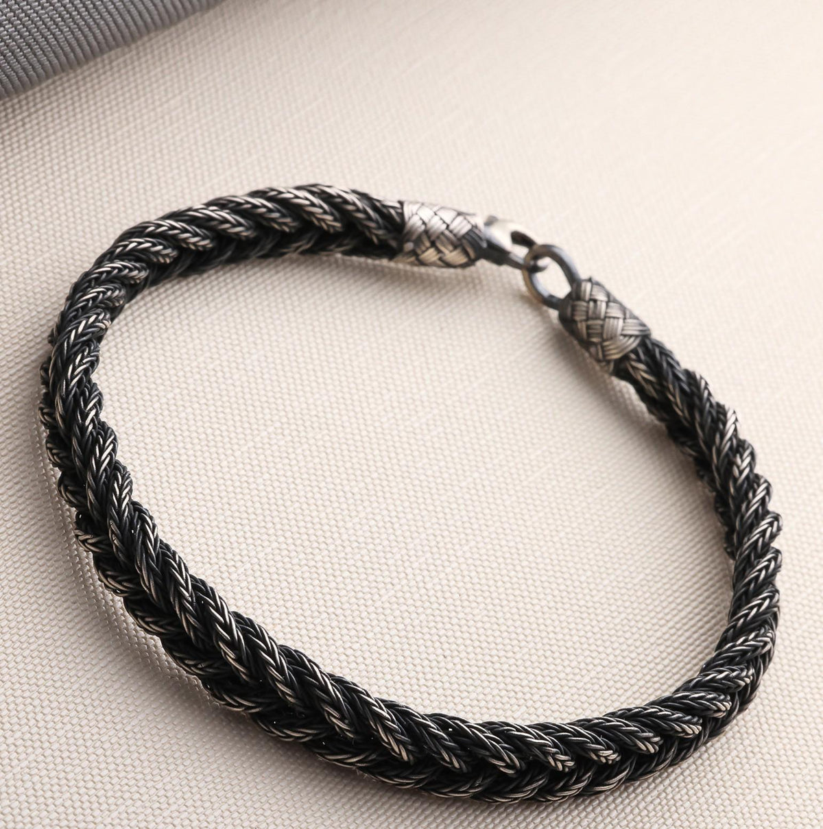 Viking Bracelet - 999 Sterling Silver Kazaziye Hand Braided Bracelet Men, Oxidized Woven Celtic