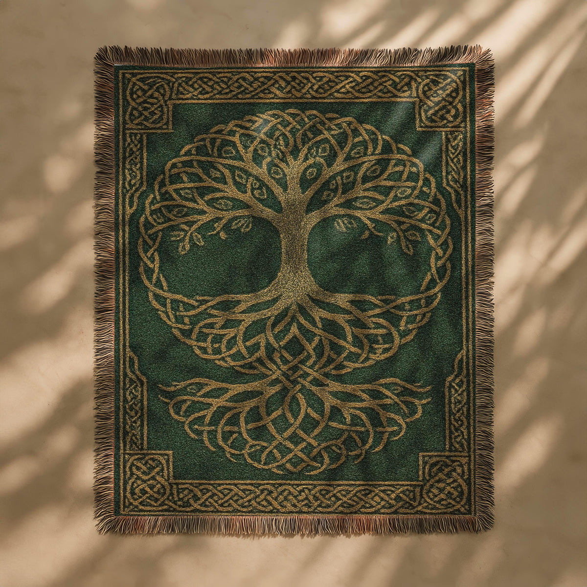 Viking Raven Blanket - Viking Axes Woven Throw Blanket, Norse Raven Celtic Knot Tapestry, Medieval