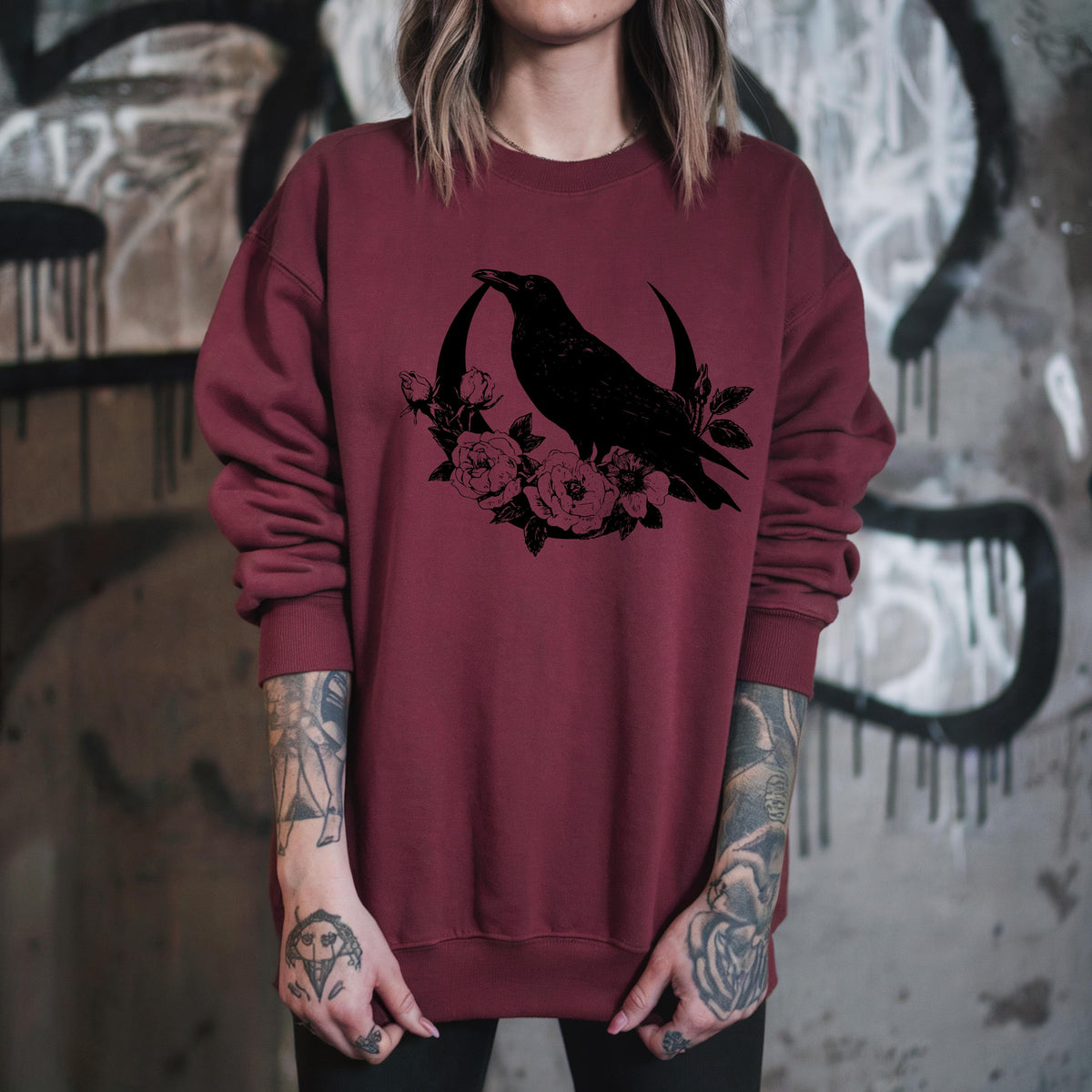 Viking Raven Hoodie - Gothic Raven Hoodie, Raven Skeleton Hoodie, Viking Raven Hoodie, Norse Raven