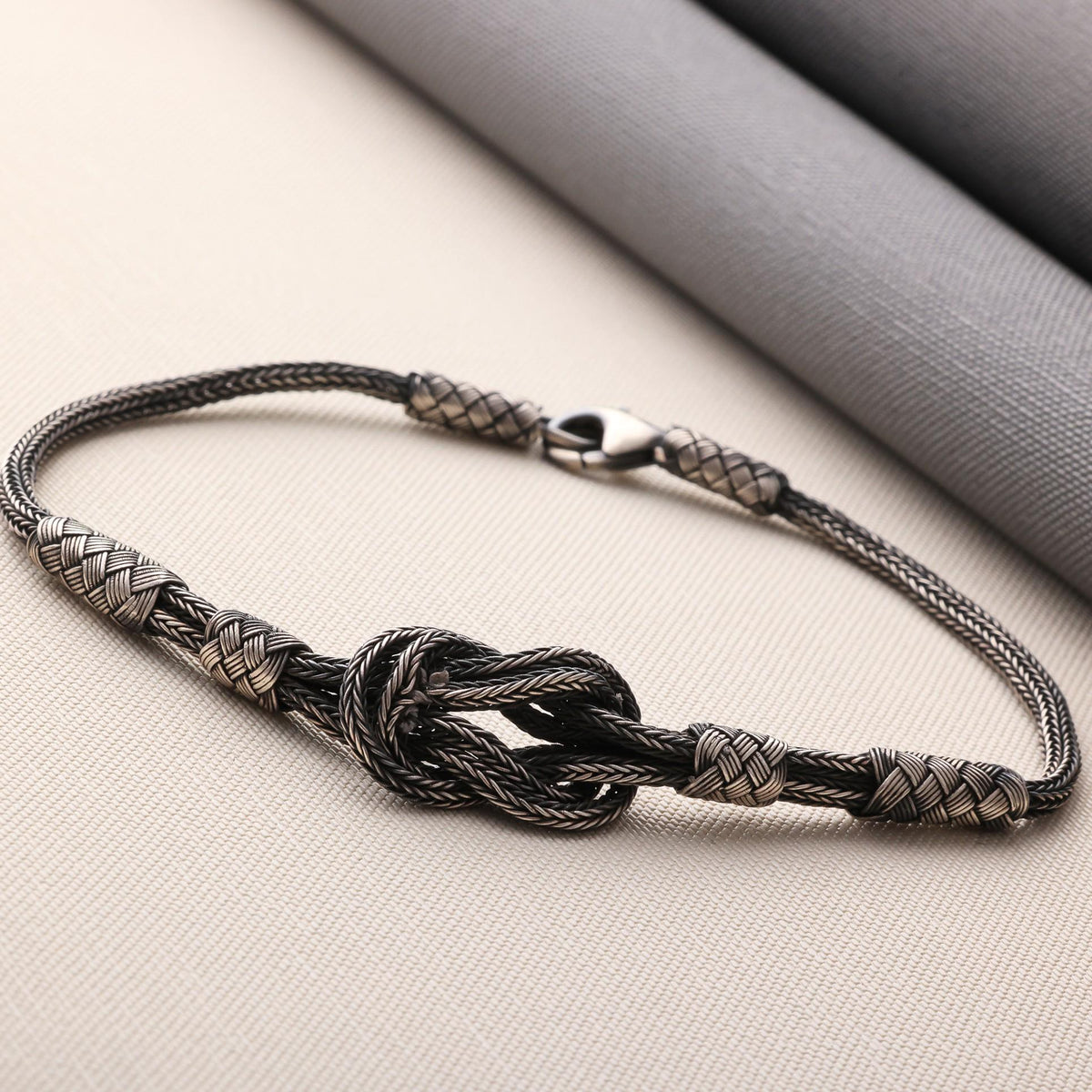 Viking Bracelet - 999 Sterling Silver Kazaziye Hand Braided Bracelet Men, Oxidized Woven Celtic