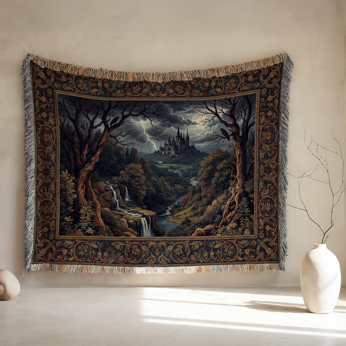 Viking Yggdrasil Tree of Life Blanket - Yggdrasil Woven Blanket, Norse Mythology Tapestry, Viking