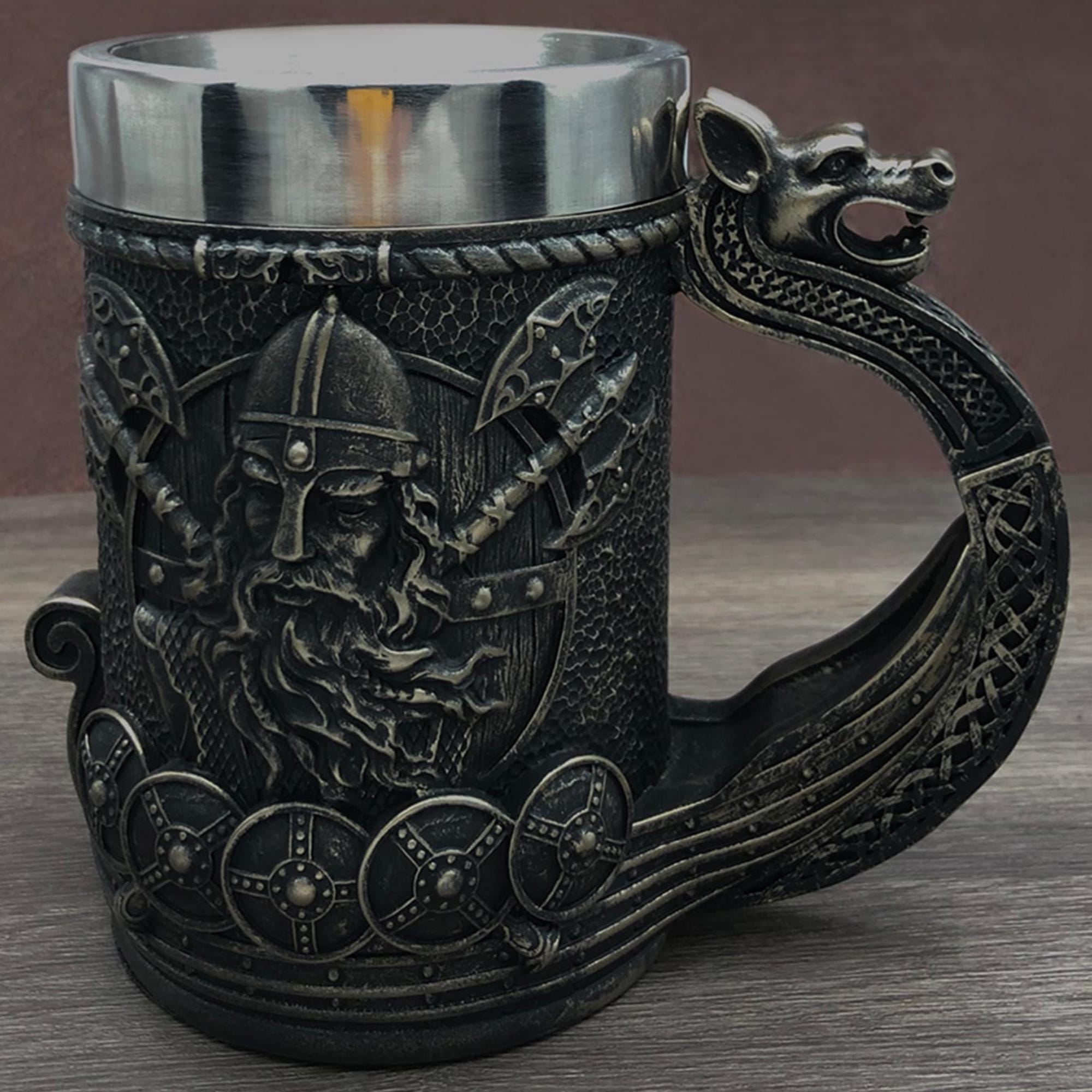 Viking Yggdrasil Tree of Life Mug - Viking Valhalla Ship Drinking Beer Coffee Mug 22 Oz, Viking