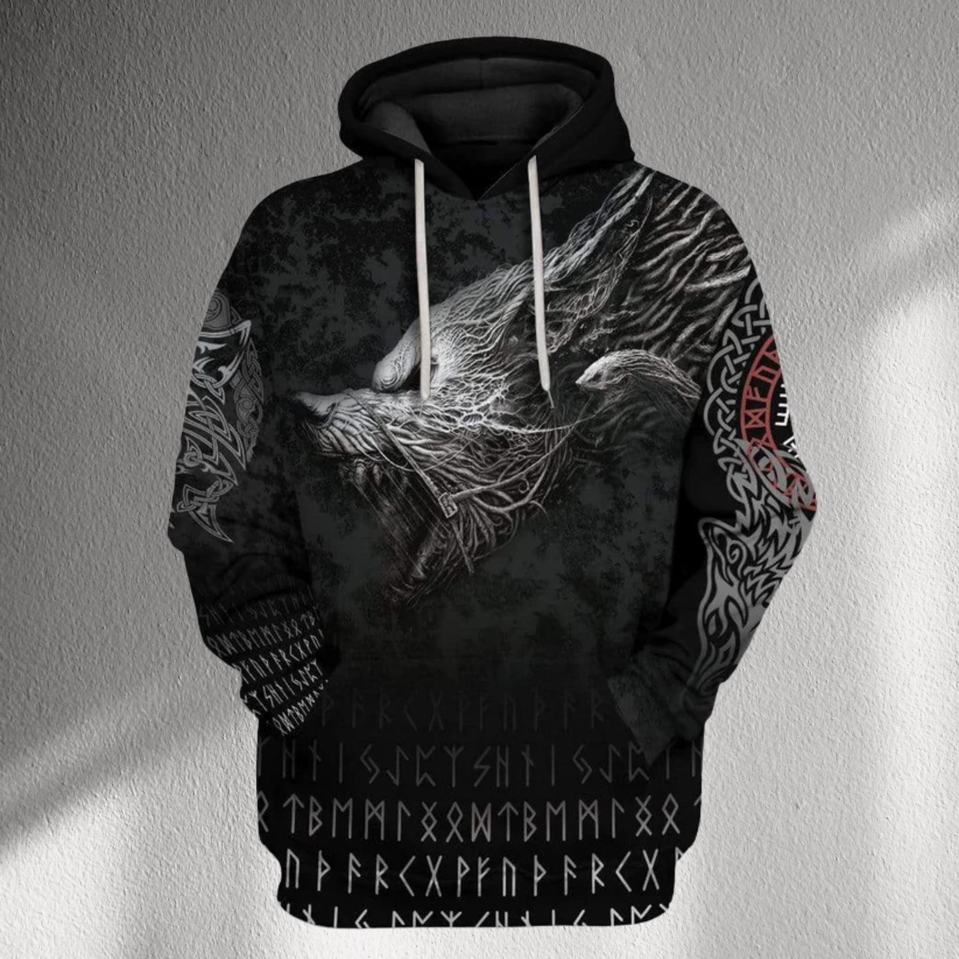 Viking Wolf Hoodie - Viking Norse Runes Hoodie Collection, Raven Wolf Dragon Vegvisir Sweatshirt