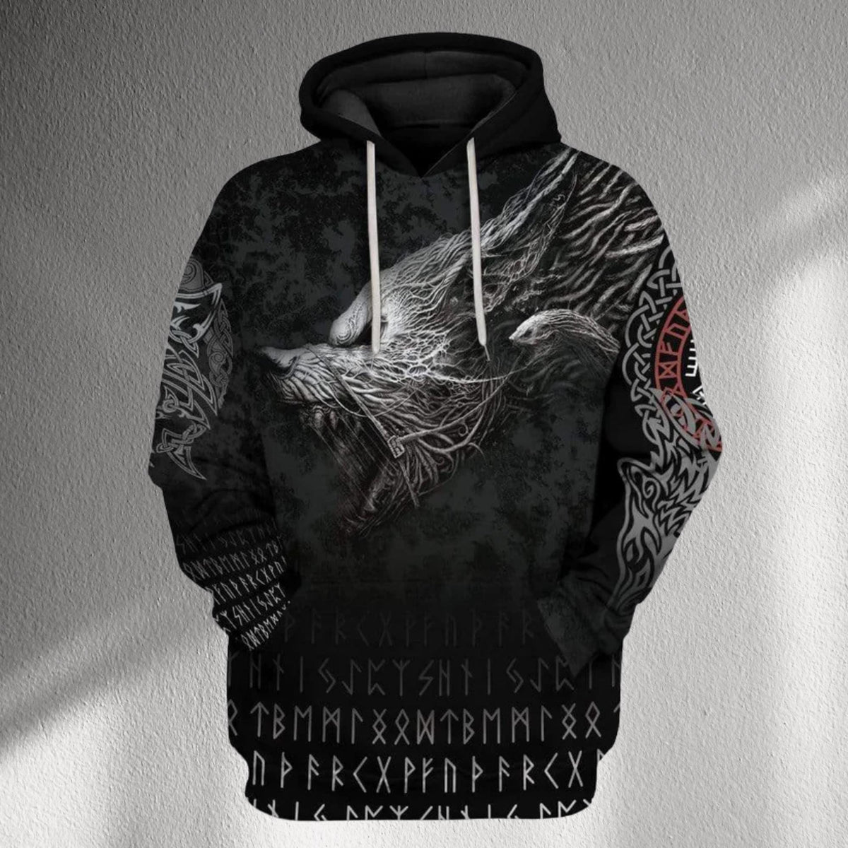 Viking Odin Hoodie - Viking Raven Vegvisir Hoodie, Norse Celtic Knotwork All Over Print Pullover