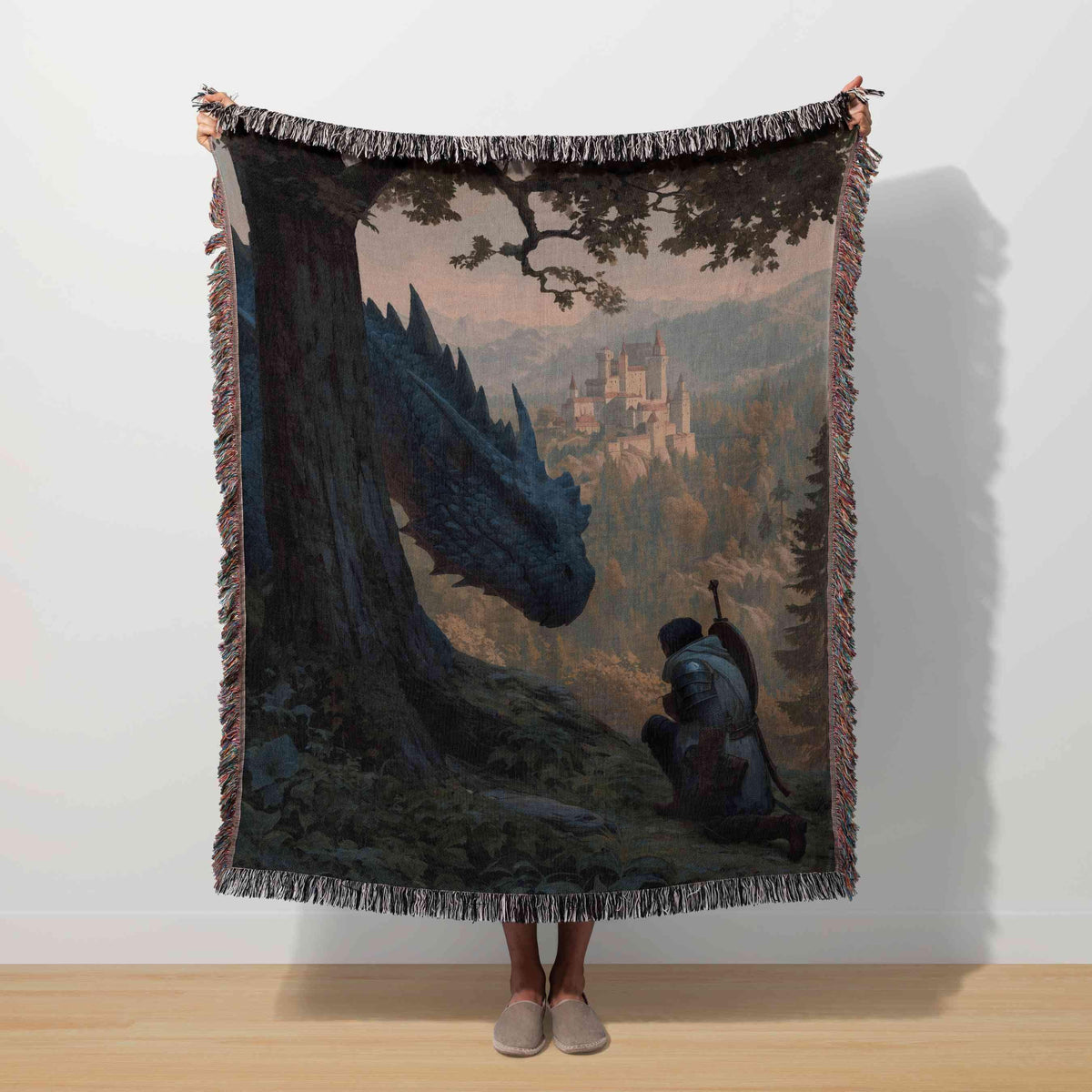 Viking Odin Blanket - Dark Fantasy Odin Woven Blanket, Norse God Viking Wall Art, Gothic Man Cave