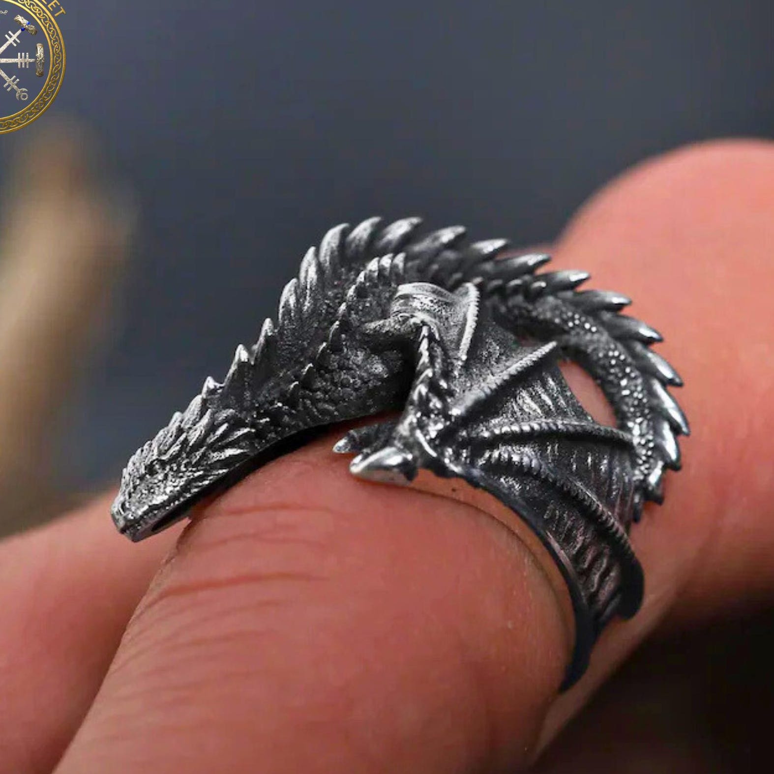 Viking Thor's Hammer Ring - Viking Thor Hammer Axe Ring, Norse Warrior Sterling Silver Jewelry