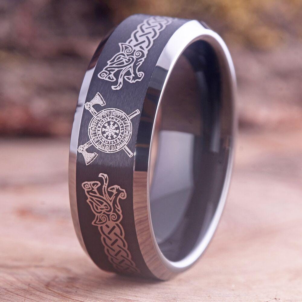 Viking Rune Ring - Vikings Wedding Ring, Vikings Rings, Viking Runes Rings, Wedding Ring Runes