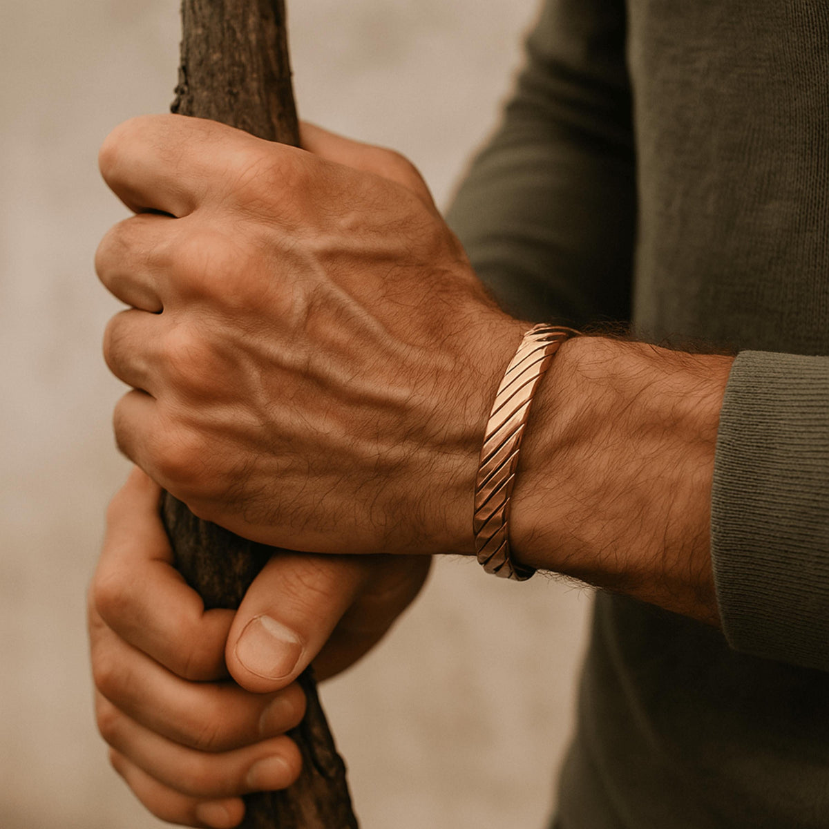 Viking Bracelet - Solace, Handforged Oxidized Copper Bracelet for Men, braided Viking Cuff Bangle