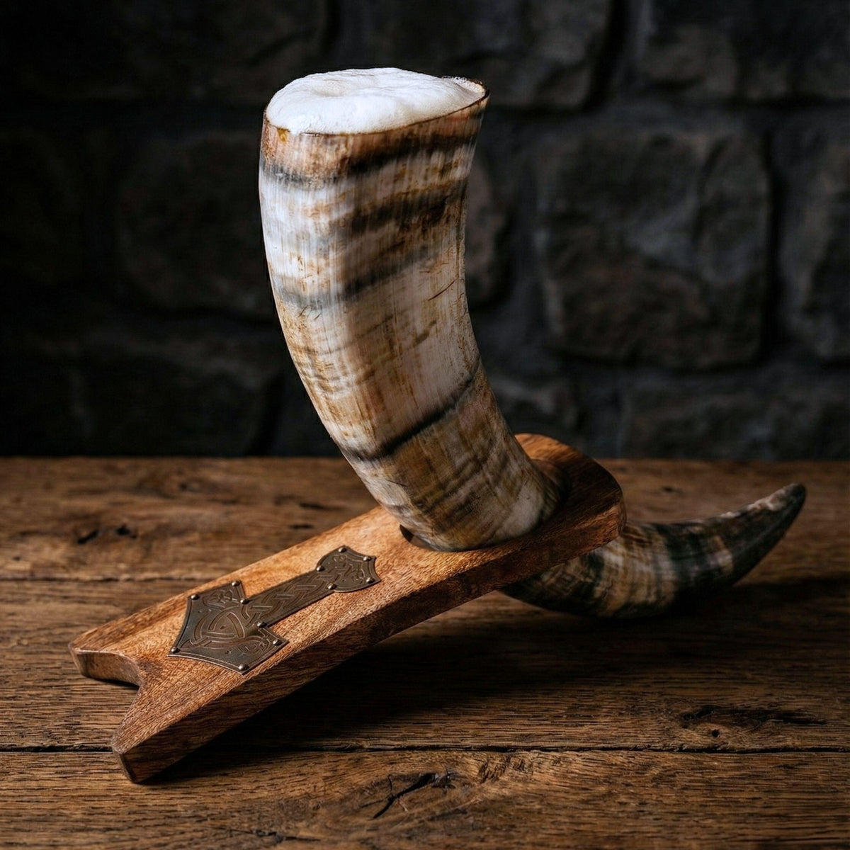 Viking Mug - Viking Drinking Horn Jormungandr Engraved, Handmade Bovine Horn Mug, Norse Mead Horn