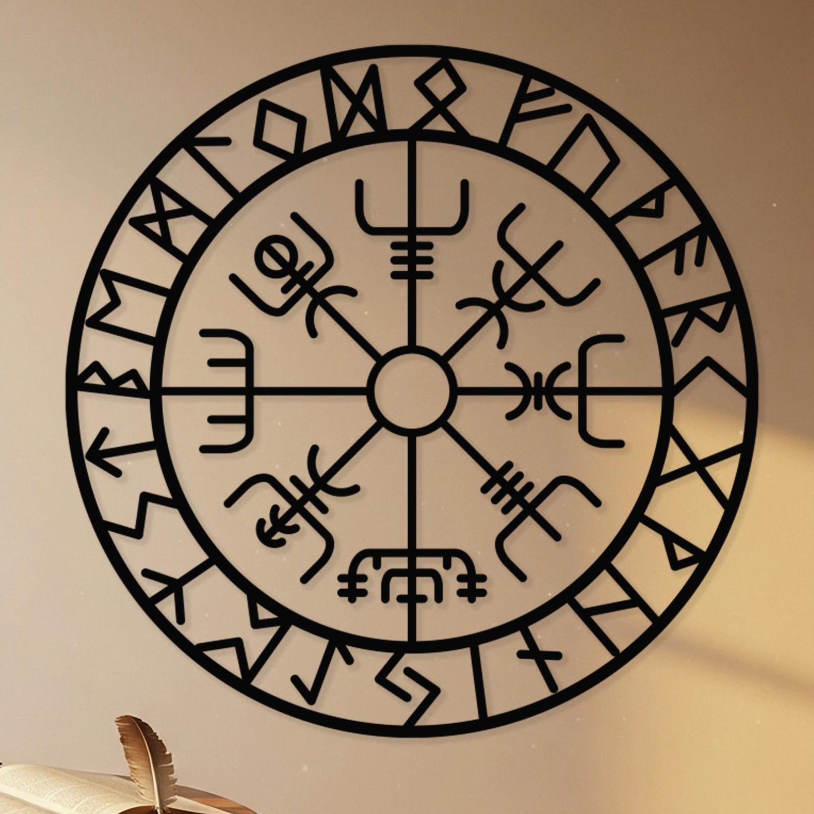 Viking Vegvisir Compass Blanket - Viking Vegvisir Wall Art Wooden Decor, Norse Compass Symbol Wall