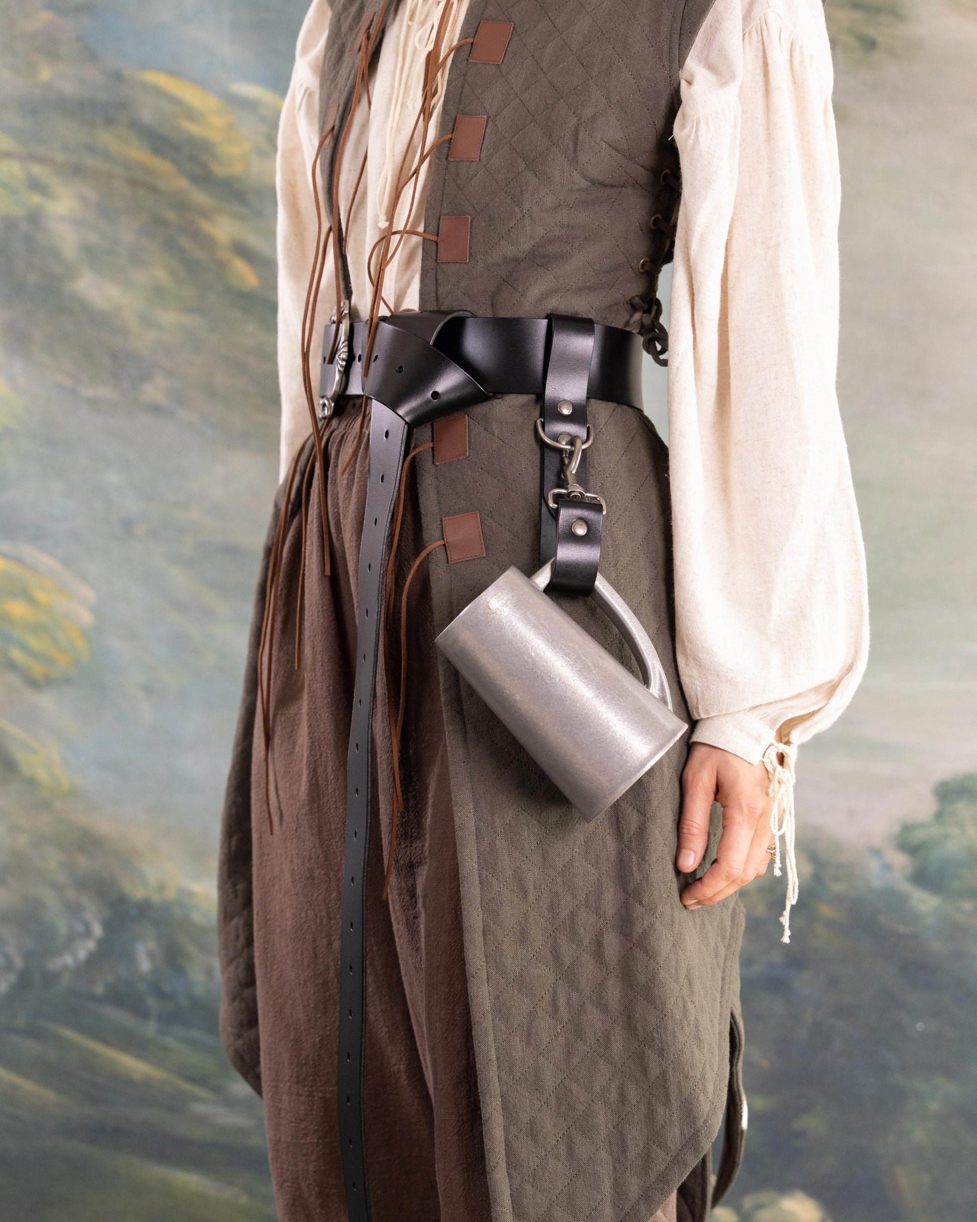 Viking Ring - Medieval Leather Belt Key Holder, Renaissance Keychain Belt Loop, Viking Cosplay