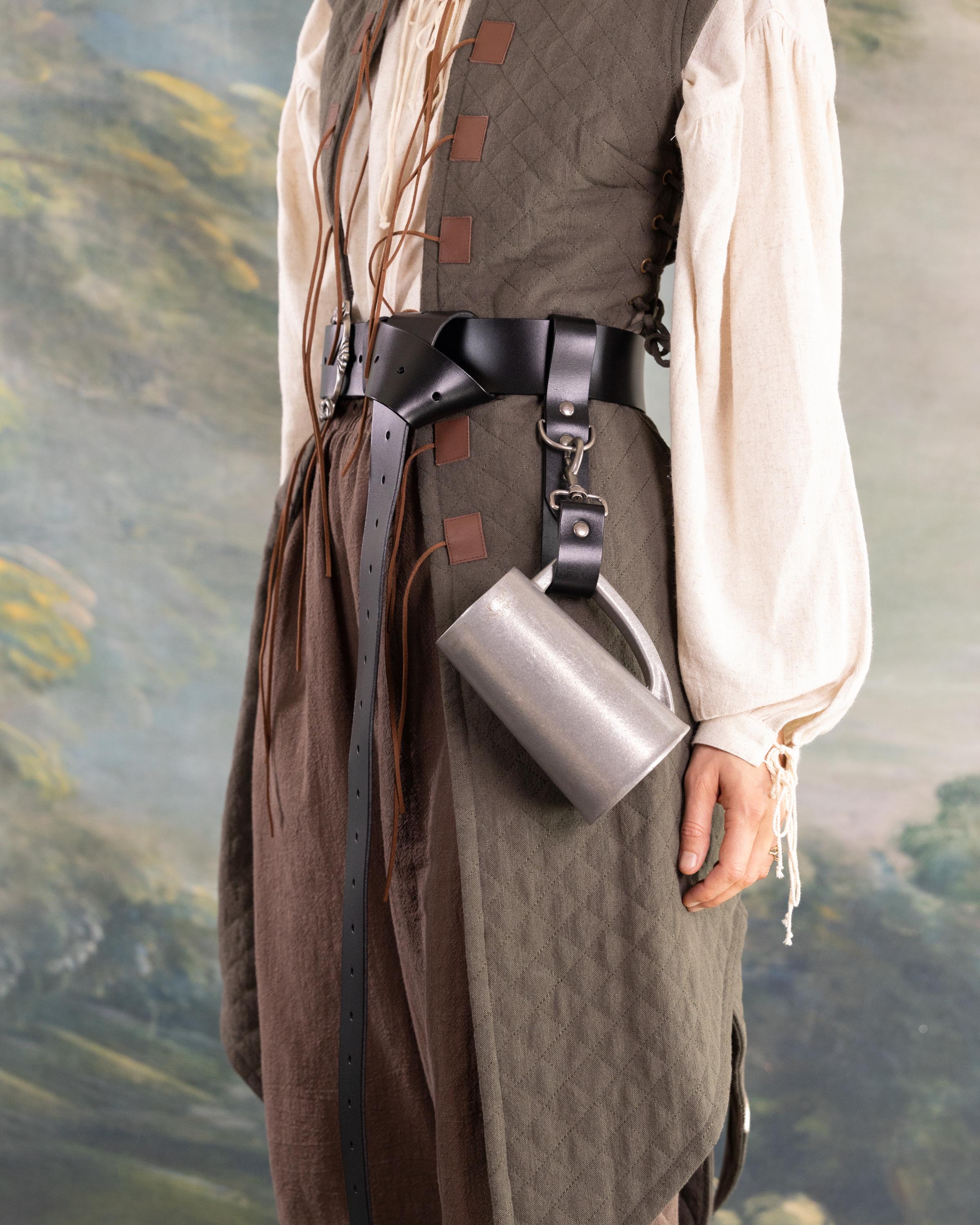 Viking Ring - Medieval Leather Belt Key Holder, Renaissance Keychain Belt Loop, Viking Cosplay