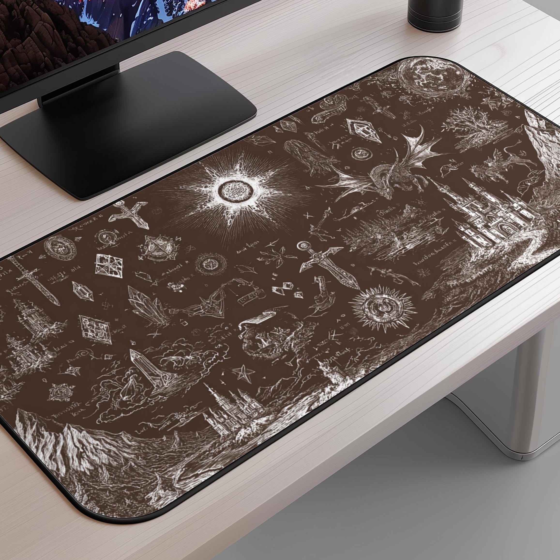 Viking Rune Leather Accessory - Personalized Norse Mythology Desk Mat, Ethnic Norse Name In Viking