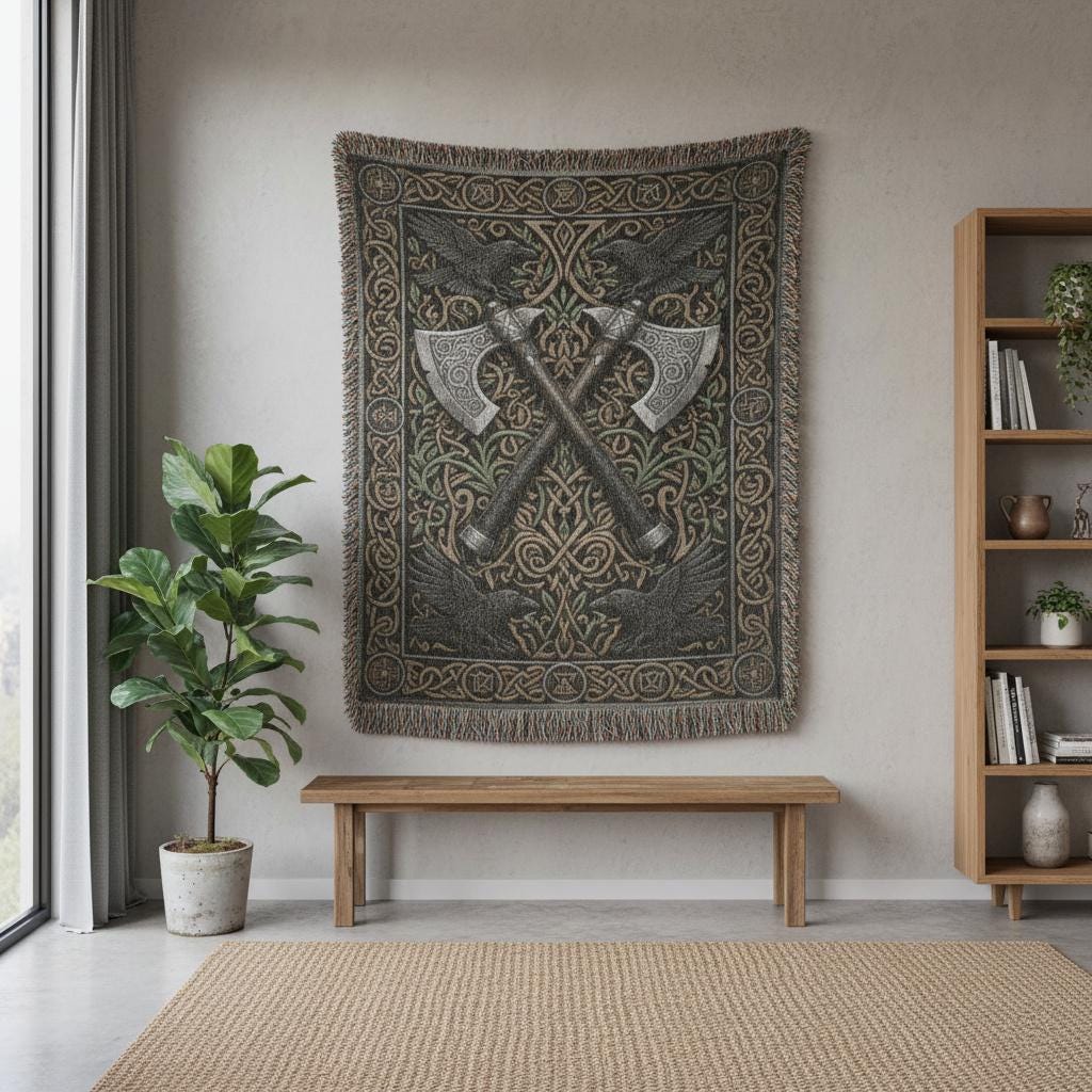 Viking Vegvisir Compass Rug - Vegvisir Viking Compass Rug, Norse Mythology Nordic Decor