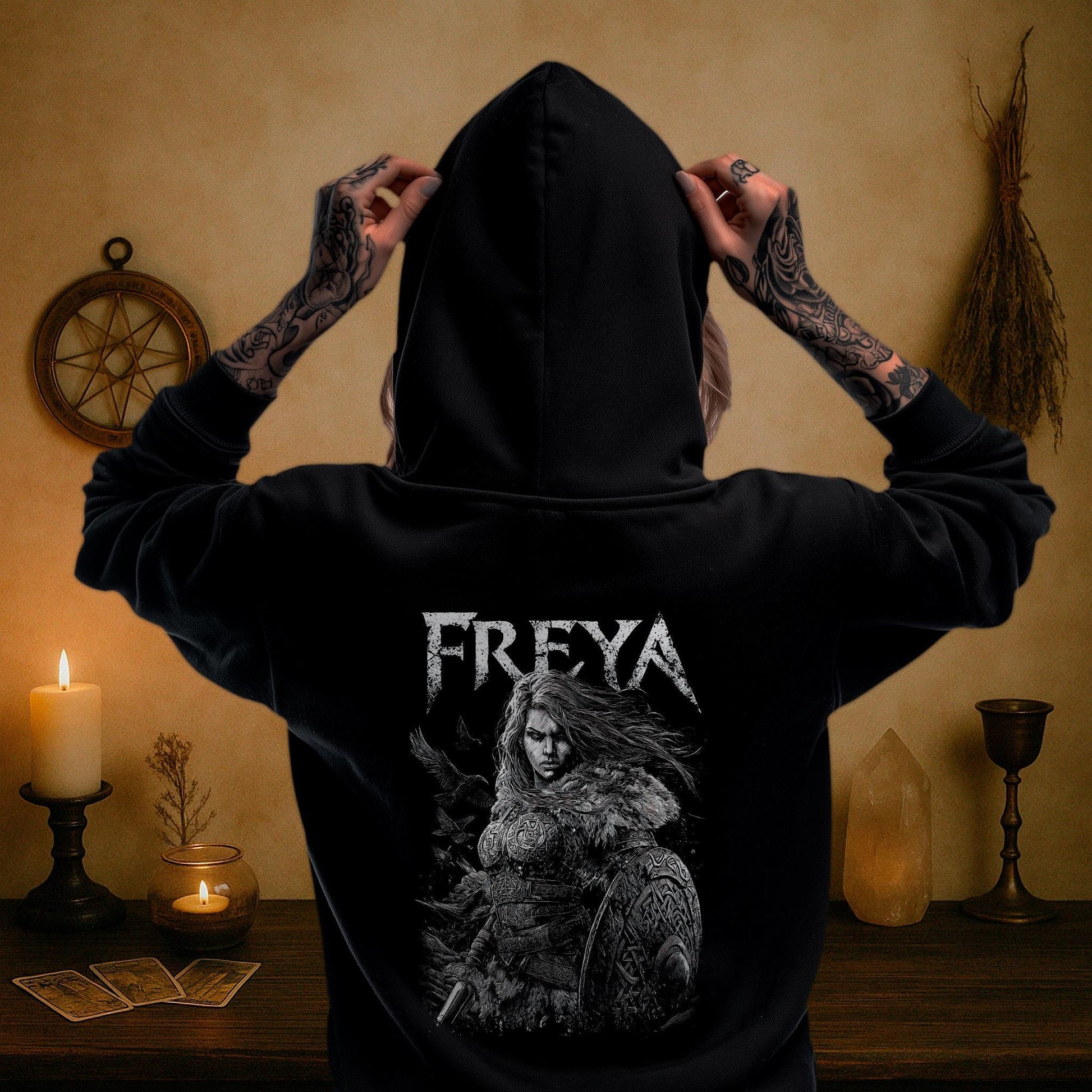 Viking Odin Hoodie - Hugin & Munin Ravens Odin's Viking Organic Hoodie