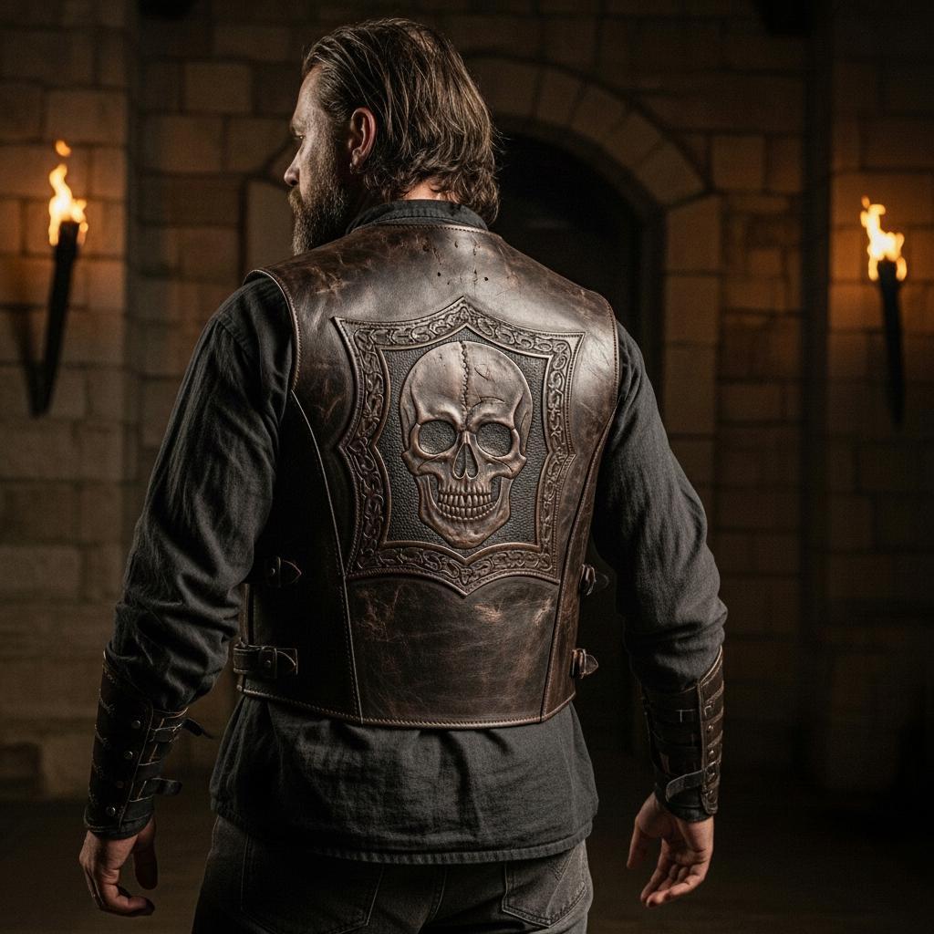Viking Jacket - Handmade Viking Leather Jacket for Men Norse Warrior Fur Collar Coat, Medieval