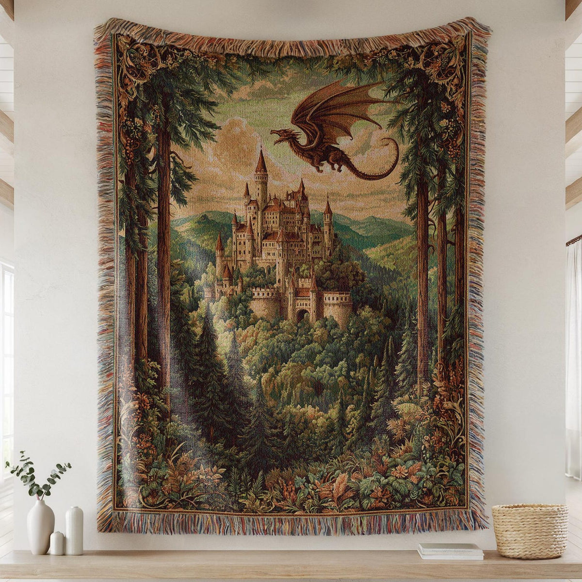 Viking Blanket - Norse Mythology Woven Blanket, Viking Gods Tapestry, Historic Nordic Art Throw