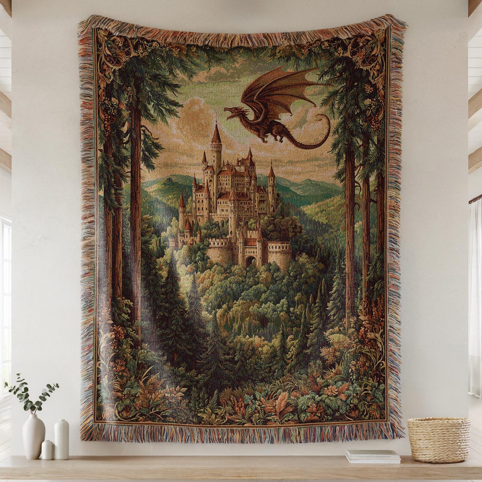 Viking Blanket - Viking Couple Woven Blanket, Norse Warrior Tapestry, Nordic Mythology Wall