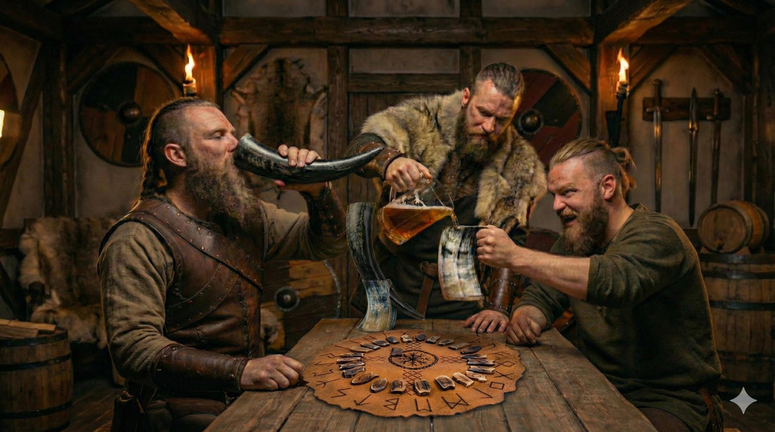 Viking Rune Home Decor - Handcrafted Viking Bone Rune Divination Kit with Leather Mat & Elder