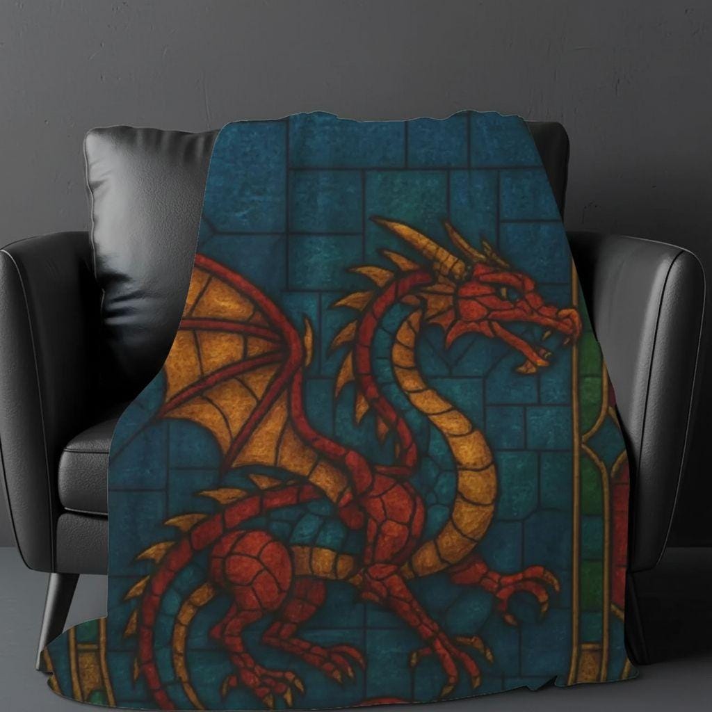 Viking Blanket - Scandinavian Aesthetic Viking Dragon Sherpa/Velvet Blanket - Unique Gift for