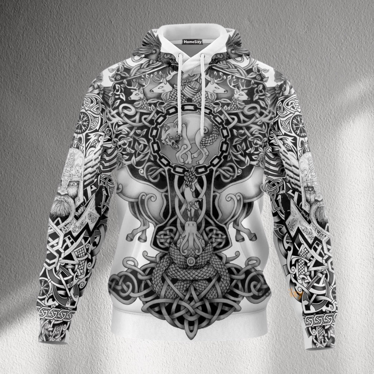 Viking Hoodie - Viking Armor Hoodie Norse Celtic Knot Warrior Zip Up Sweatshirt 3D All Over Print