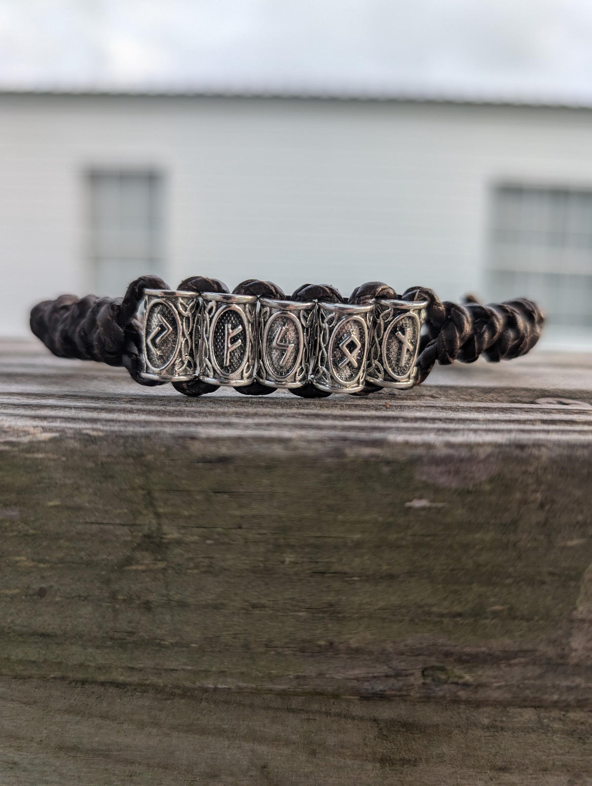 Viking Rune Bracelet - Handmade Celtic Viking Leather Bracelet with Runes: Personalized Name