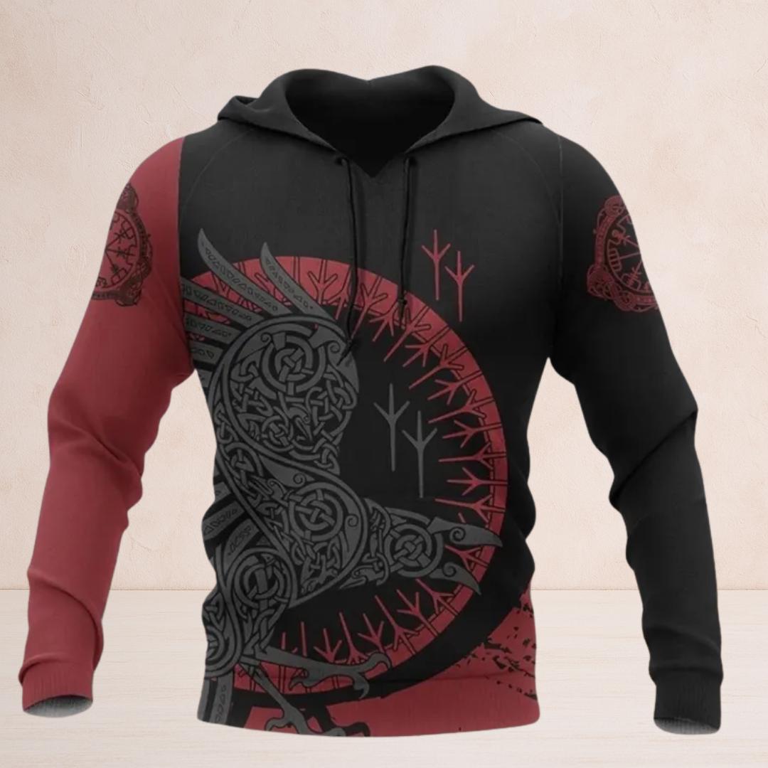 Viking Wolf Hoodie - Viking Norse Runes Hoodie Collection, Raven Wolf Dragon Vegvisir Sweatshirt