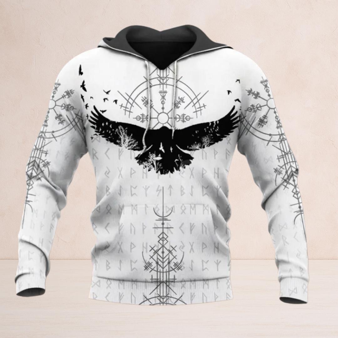 Viking Wolf Hoodie - Viking Norse Runes Hoodie Collection, Raven Wolf Dragon Vegvisir Sweatshirt