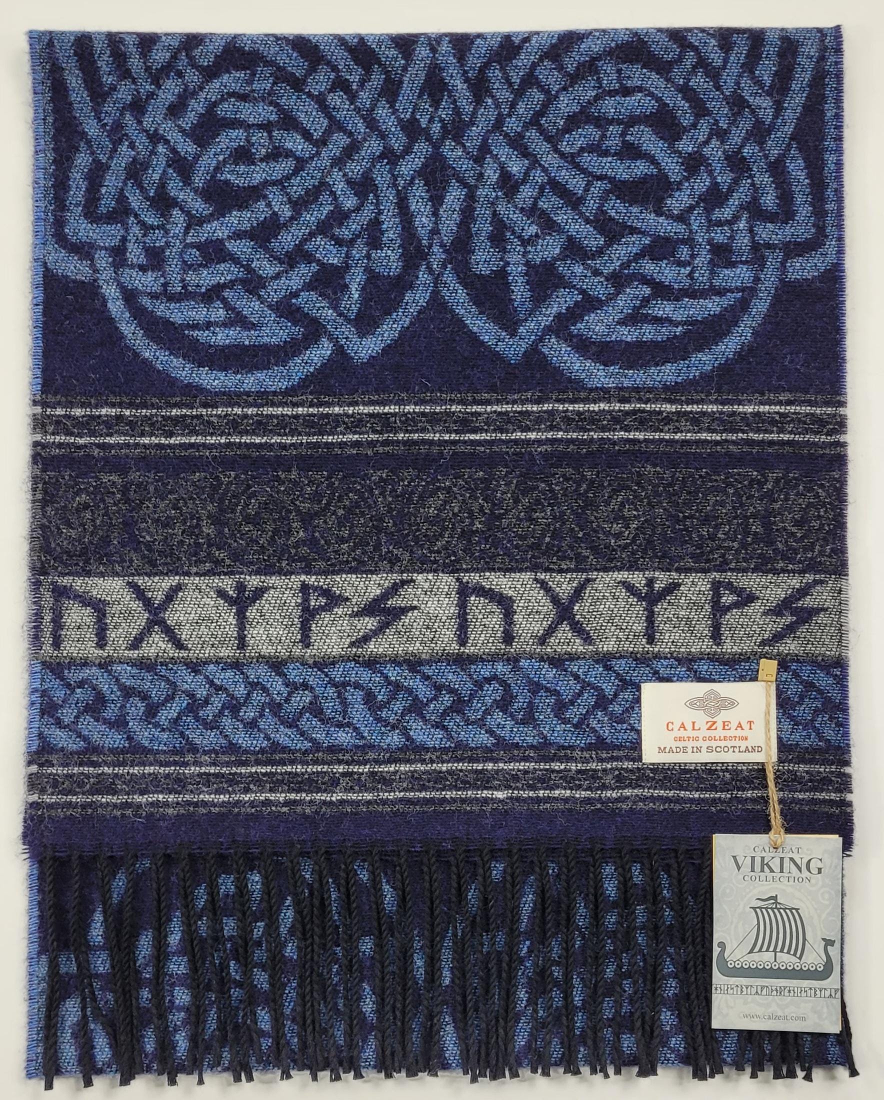 Viking Home Decor - Made in Scotland Jacquard Woven Viking Ship Serpent Scarf
