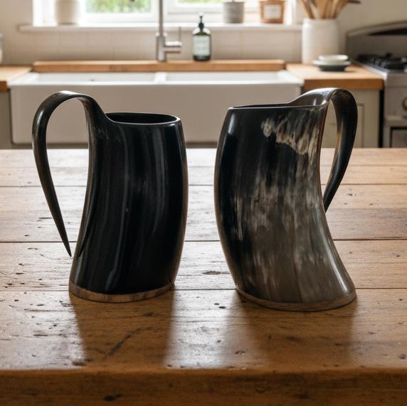 Viking Mug - Handcrafted Viking Horn Mug with Handle: Norse Mead Cup 500-700ml
