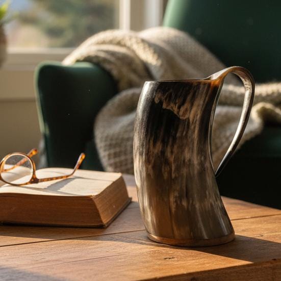 Viking Mug - Handcrafted Viking Horn Mug with Handle: Norse Mead Cup 500-700ml